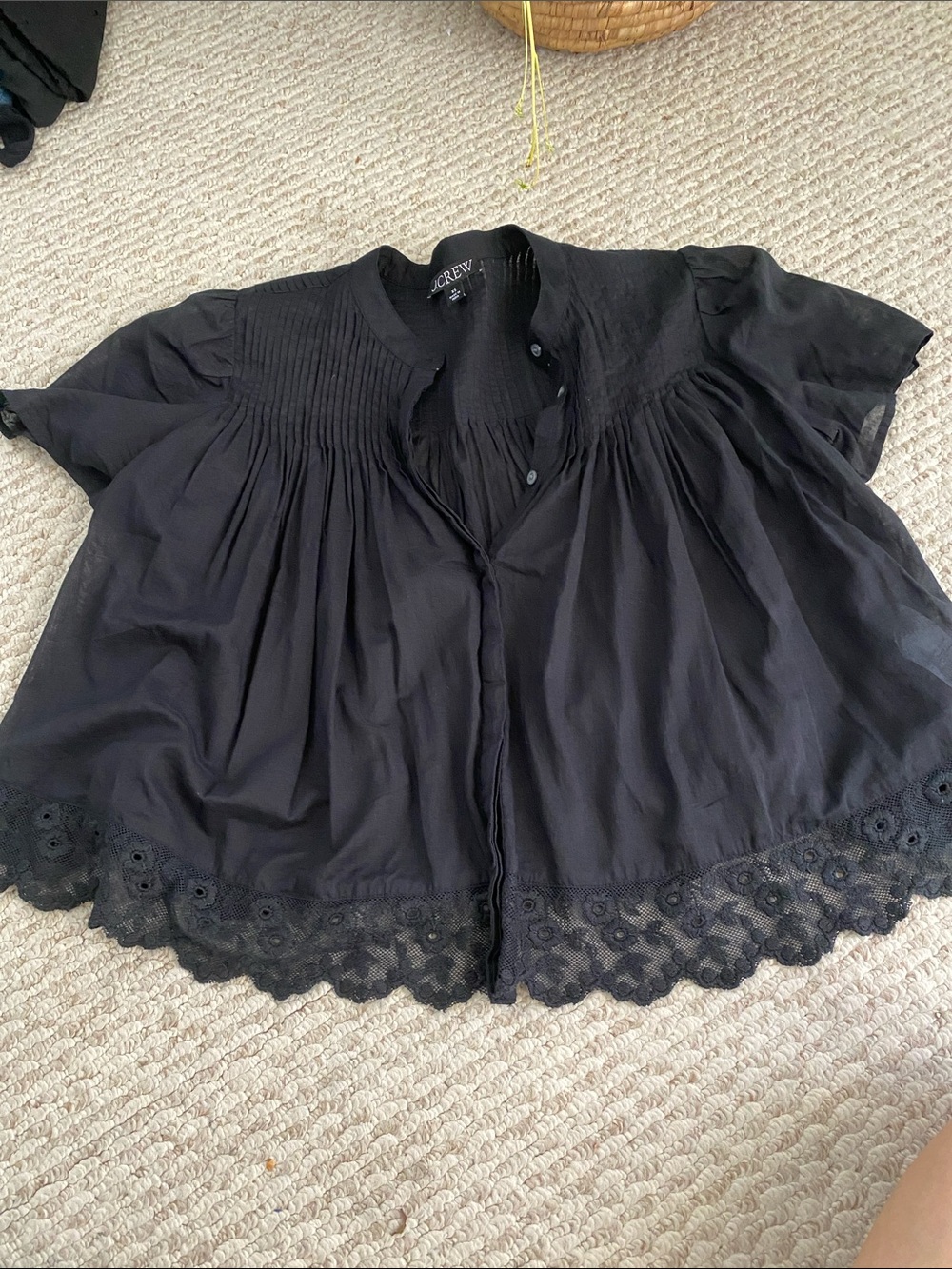 J. Crew Lace-Trim Pintuck Top in Cotton Voile